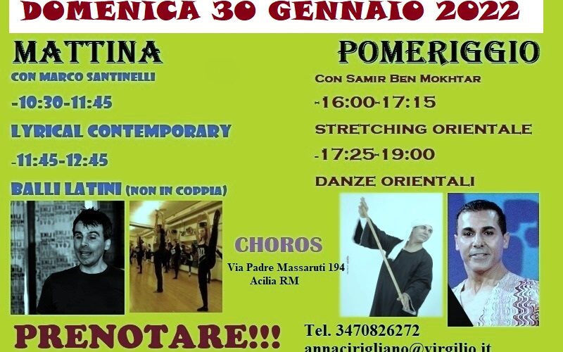 LABORATORI MENSILE: lyrical contemporary, balli latini, stretching e danza orientale